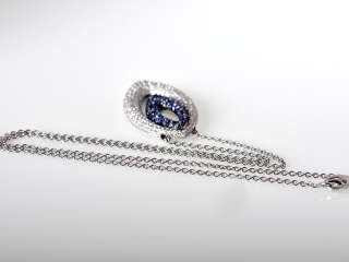 Salavetti 18K White Gold Diamond Sapphire Oval Necklace  