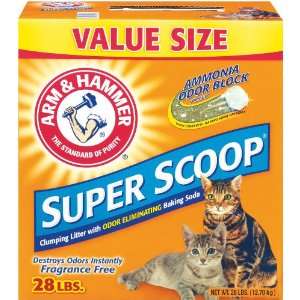 Arm & Hammer Super Scoop Clumping Litter, Unscented, 28 Pound