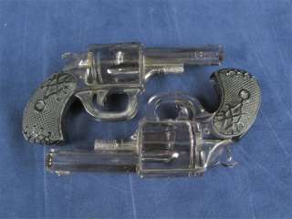 Set Of 2 Victorian Era Glass Pistol Gun Paperweights  