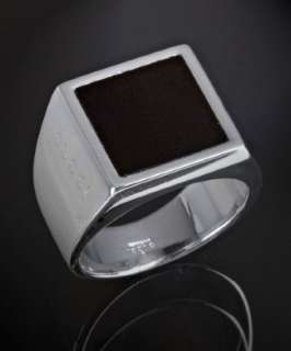 Gucci black onyx and silver Chevaliere square ring   up to 