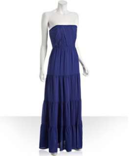 Shoshanna blue iris georgette tiered strapless dress   up to 