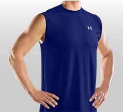 The UA Tech sleeveless T shirt is cool, stretchy, and moisture wicking 