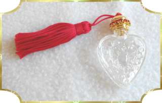   Tassel Heart~ Crystal Rhinestone Glass Perfume Bottle Pretty  