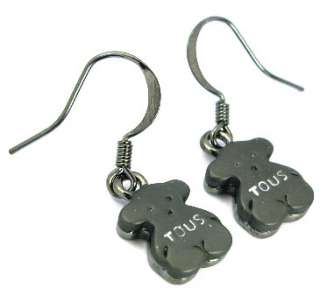 Dark Tone Chains 2 Bears Dangle Earrings Necklace set  