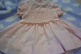 INFANT GIRLS   PINK DRESS WITH SMOCKING   SIZE 3 MOS   LACE TRIM 