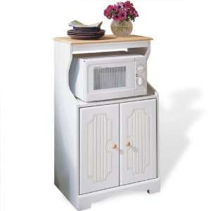  White Cook Center Microwave Stand and Kitchen Cart 