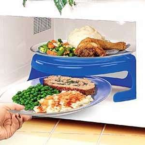 DUAL MICROWAVE STAND MICROWAVE PLATE STACKER   HEAT 2 MEALS INCLUDES 2 