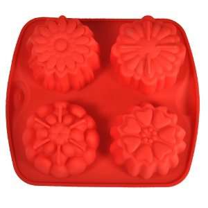  4 Cavity Mini Flower Silicone Cake Mold Pan Cavities are 2 