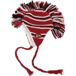 Old Time Hockey Chicago Blackhawks Red Black Mohawk Tassel Knit Beanie
