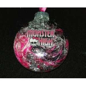  Monster High Christmas Glass Ornament Pink & Black Sparkle 