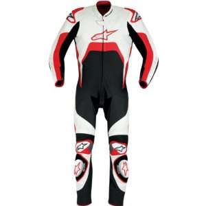   Leather Street Bike Motorcycle Race Suits   Black/White/Red / Size 54