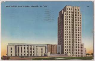 North Dakota Postcard Bismarck State Capitol Bldg 1957  