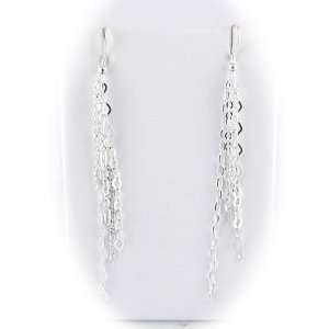   Silver Multi strand ChainTassel Dangle Earrings Italy Jewelry