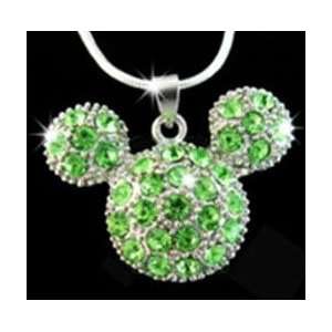    Green Crystal Mickey Mouse Design Pendant Necklace 