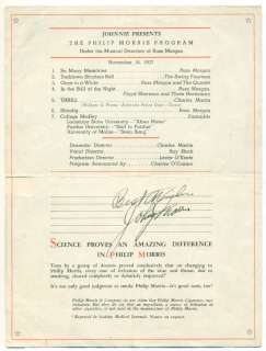 JOHNNIE MORRIS signed PHILIP MORRIS program 1937  