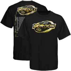   Jeff Gordon 2012 Driver Schedule T Shirt   Black 752556462329  