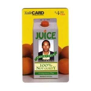  Collectible Phone Card $4. O.J. Simpson Mugshot On Juice 