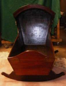 Stunning Antique dark SOLID Wood Rocking Baby Cradle ~ I believe the 