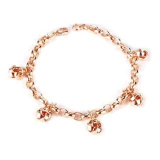 10MM Charms 5 Knots Pendants Womens 9k Rose Gold Filled Bracelet 