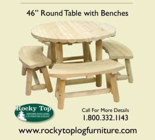 46 Round Table w/4 Benches, Cedar Rustic Log Furniture  