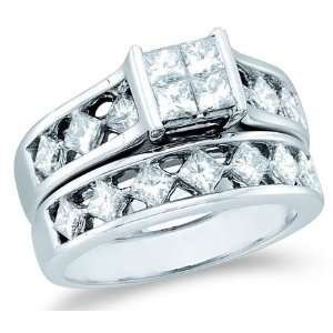   Setting with Side Stones Channel Set Large Princess Cut Diamond Ring