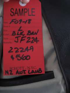   LEATHER A2 BOMBER JACKET LAMB AVIATOR G2 FLIGHT N2 SAMPLE $550  