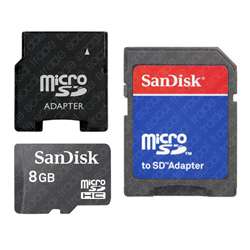 SanDisk 8GB MicroSD HC New Memory Card + Reader + Mini  