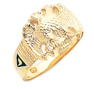   10k or 14k Gold Masonic Scottish Rite Solid Back Mason Ring  