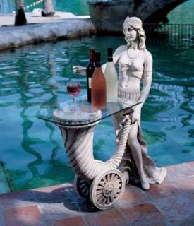 Greek Goddess Demeter Glass Top Serving Table Pool Home  