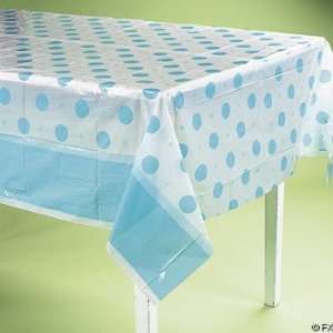    Plastic Blue Polka Dot Baby Shower Tablecloth Toys & Games
