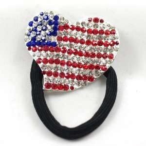  Patriotic Rhinestone Ponytail Holder Beauty