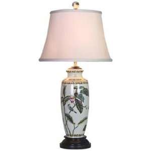    Leaf Motif Slim Porcelain Vase Table Lamp