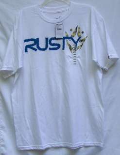 Rusty Surf Skate Tee Stitched White Large NWT  