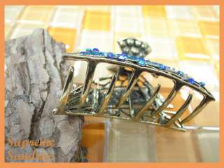 Elegant Blue Crystal Alligator Jaw Hair Clip Claw 675  