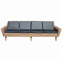 8ft Restored Danish Modern Dux Leather Sofa Couch  