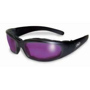  Sunglasses, Motorcycle Atv Sports Eyewear Shiny Black Frame Purple 