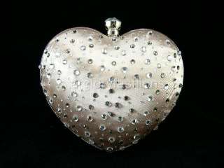 CHAMPAGNE Love Heart Crystal Wedding Solid Handbag Purse MEC 05257