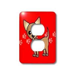 Janna Salak Designs Dogs   Cute Tan Chihuahua Red Pawprint Background 