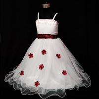   1DUS Red Christmas Wedding Party Flower Girls Pageant Dress SIZE 3 4Y