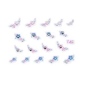  Periwinkle & Pink Floral Rhinestone Nail Stickers/Decals Beauty