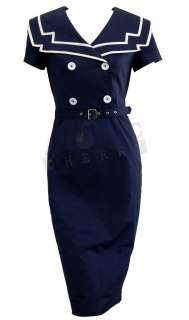Sailor Pin Up Dress Navy White Rockabilly 50s Costume  