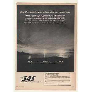  1963 SAS Scandinavian Airlines Arctic Circle Sun Print Ad 