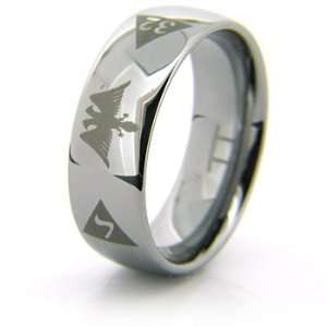  8mm Domed Tungsten Scottish Rite Eagle Ring Jewelry