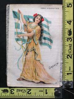 Vintage Nebo Cigarettes Tobacco Silk with Greek Woman & Flag of Greece 