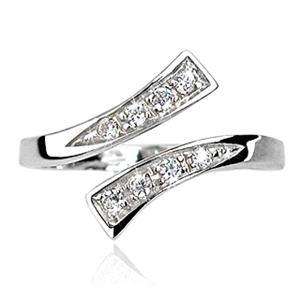 925 Sterling Silver CZ Toe Ring  Adjustable Size  ~~ Daily 99 Cent 