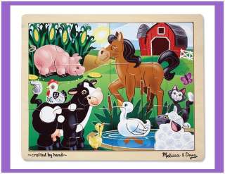 Melissa and Doug ON THE FARM Animals 12 Piece Wooden Jigsaw Puzzle 