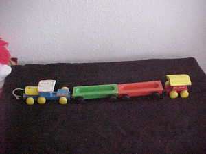 Vintage Playskool Wood Toy Train, 4 pieces  