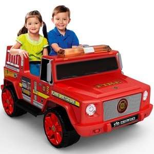 12V Fire Engine Ride On 2 seater 5mph watergun siren speaker 