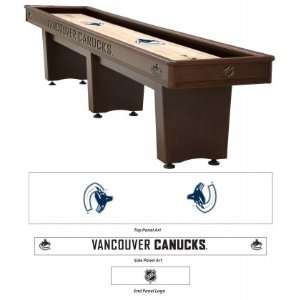    CCAN 14 Cinnamon Finish Shuffleboard Table with Vancouver Canucks