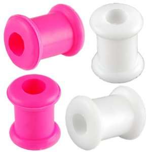  2G 2 gauge 6mm   White, Pink Implant grade silicone Double 
